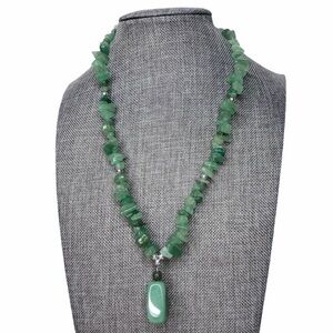 Tumbled Jade Genuine Stone Pendant Necklace